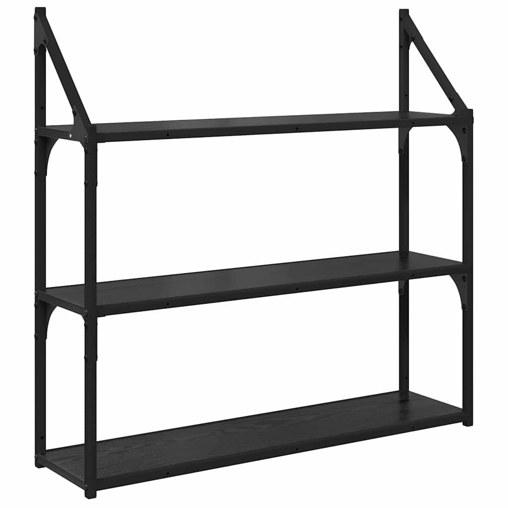 Vägg hylla Väggmonterat Svart Ek 80 x 21 x 78,5 cm