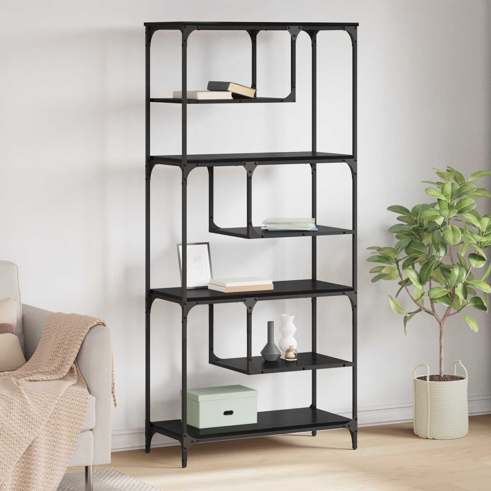 Bokhylla Svart ek 81 x 36 x 176 cm Konstruerat trä