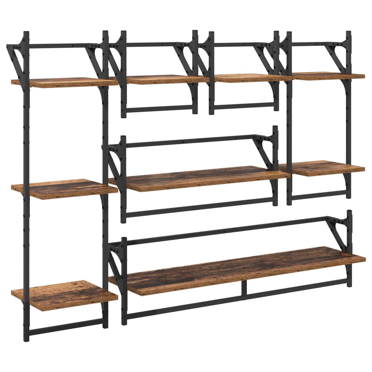 Vägghyllset 6 st Gammalt trä 100 x 25 x 30 cm Konstruerat trä