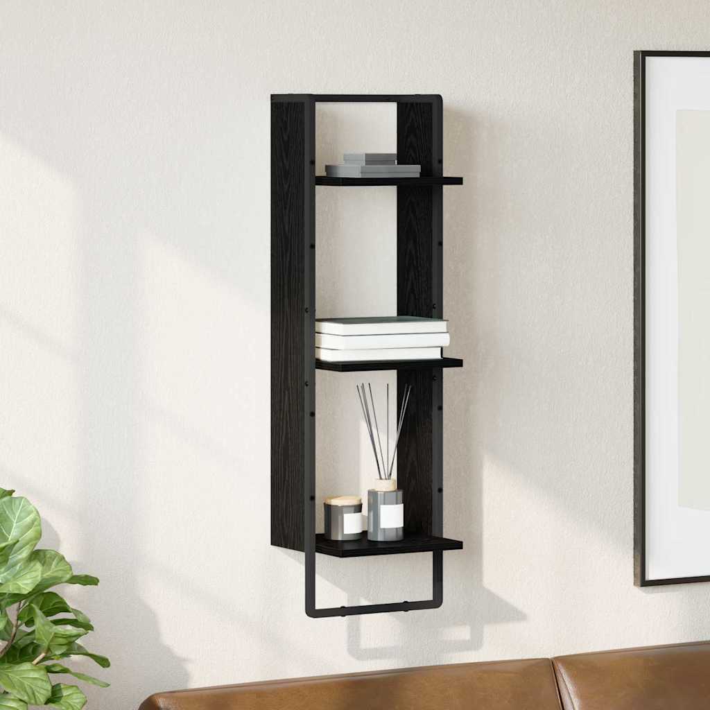 Vägg hylla Väggmonterat Svart Ek 30 x 25 x 100 cm