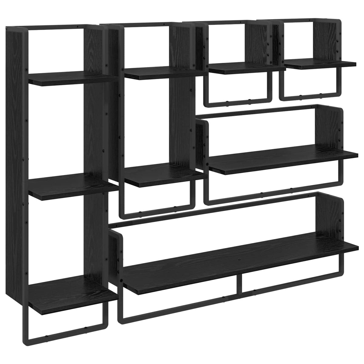 Vägghyllset 6 st Svart Ek 100 x 25 x 30 cm Konstruerat trä