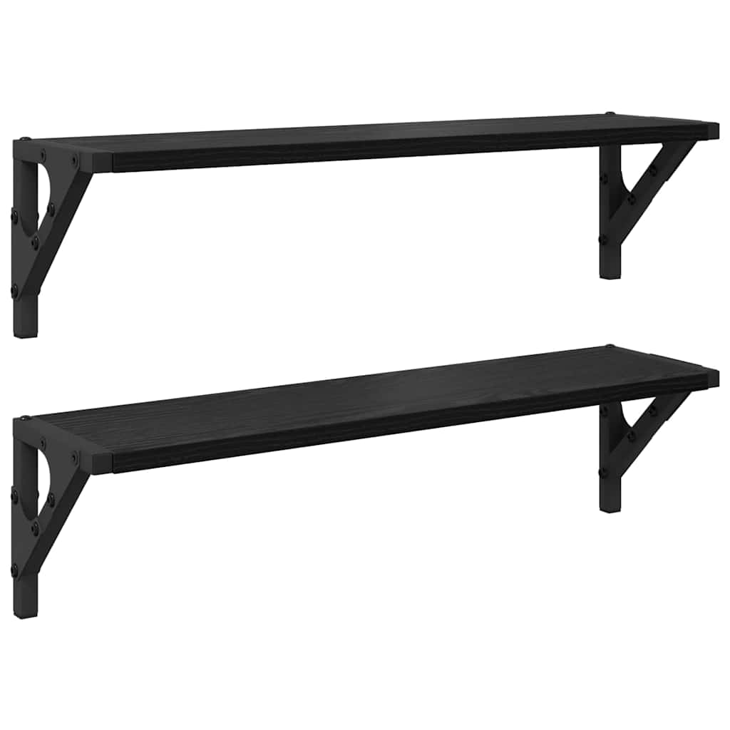 Vägg hyllor 2 st Svart Ek 60 x 15 x 15,5 cm Konstruerat trä
