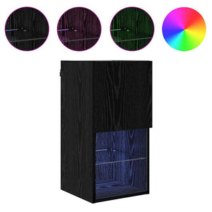 Väggmonterad TV-skåp Svart Ek 30,5 x 30 x 60 cm Konstruerat trä