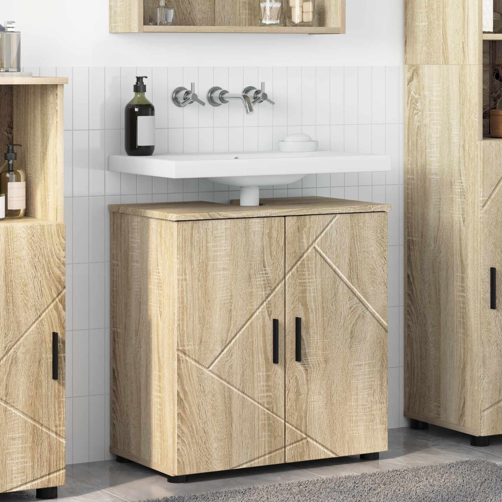 Badrumsskåp Sonoma-ek 61 x 35 x 64 cm Konstruerat trä, Metall