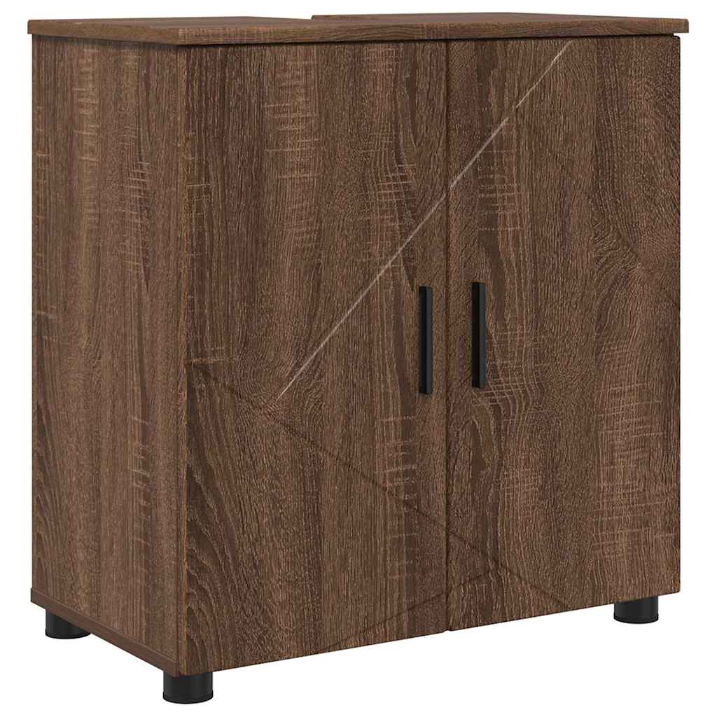 Badrumsskåp Brun Ek 61 x 35 x 64 cm Konstruerat trä, Metall