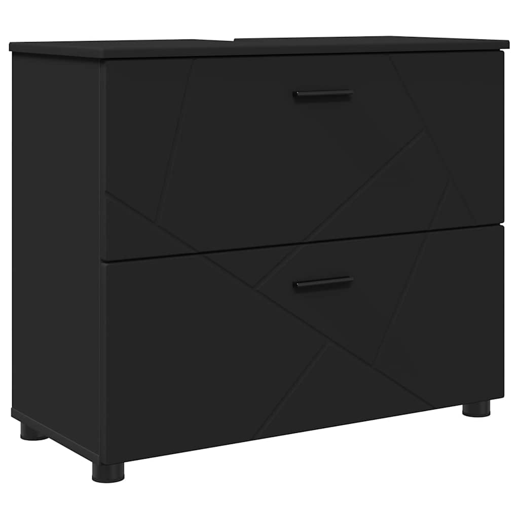 Badrumsskåp Svart 76,5 x 35 x 64 cm Konstruerat trä & Metall