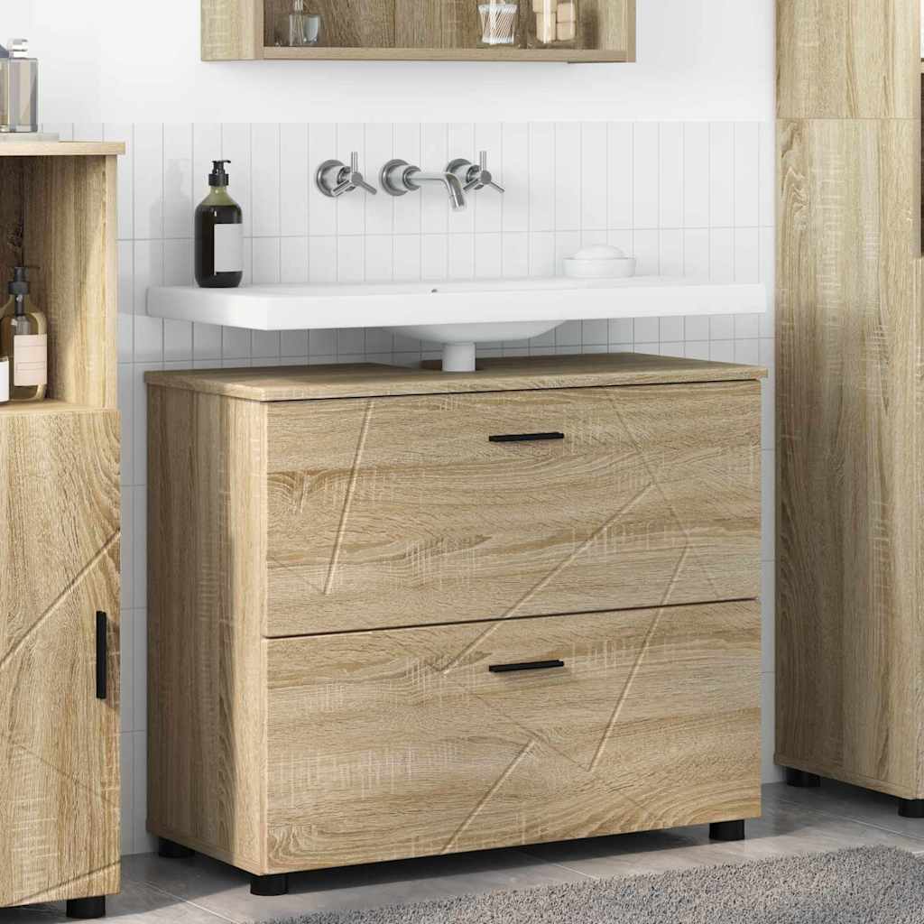 Badrumsskåp Sonoma-ek 76,5 x 35 x 64 cm Konstruerat trä, Metall
