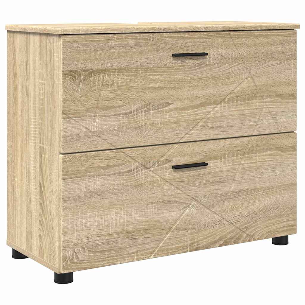 Badrumsskåp Sonoma-ek 76,5 x 35 x 64 cm Konstruerat trä, Metall