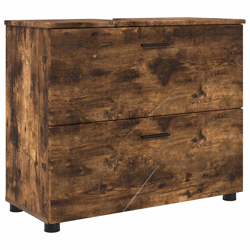 Badrumsskåp Rökt ek 76,5 x 35 x 64 cm Konstruerat trä, Metall