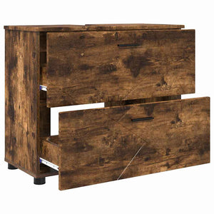 Badrumsskåp Rökt ek 76,5 x 35 x 64 cm Konstruerat trä & Metall