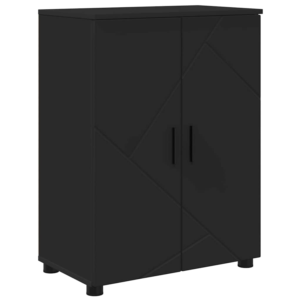 Badrumsskåp Svart 60 x 35 x 80 cm Konstruerat trä & Metall