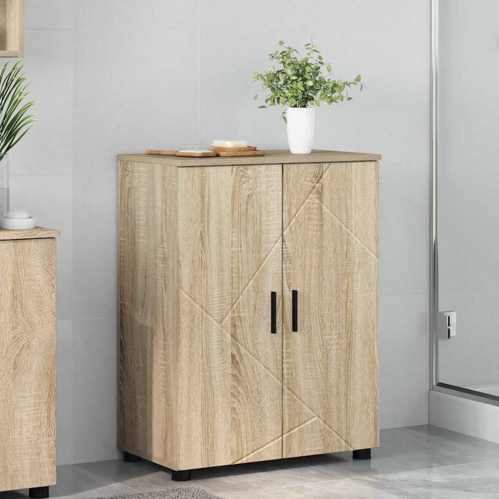 Badrumsskåp Sonoma-ek 60 x 35 x 80 cm Konstruerat trä, Metall