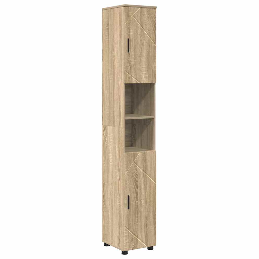 Badrumsskåp Sonoma-ek 30 x 35 x 192 cm Konstruerat trä & Metall