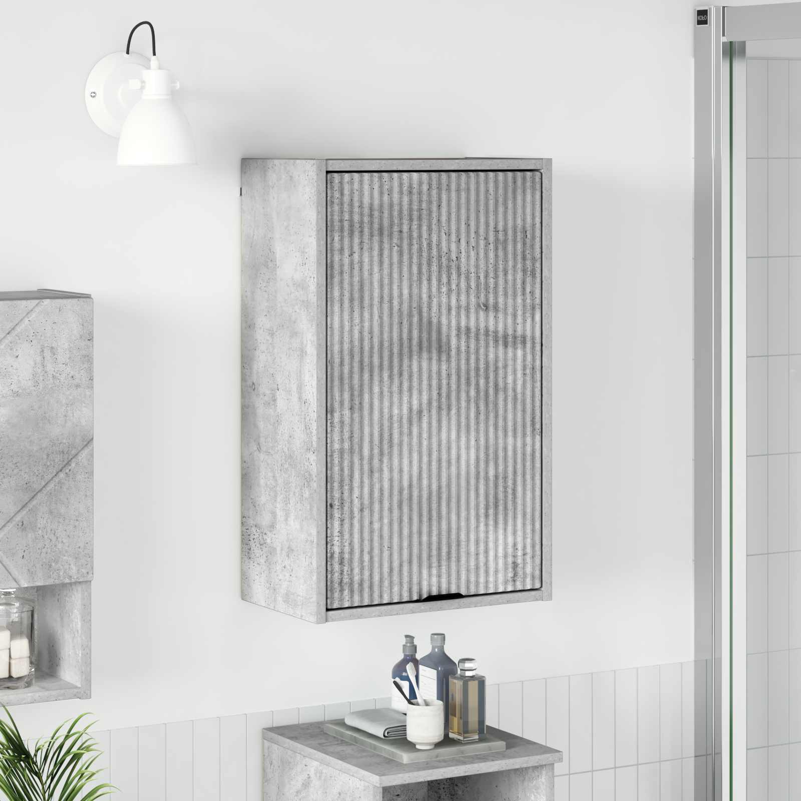 Badrumsskåp Betonggrå 39 x 23,5 x 65 cm Konstruerat trä, Metall