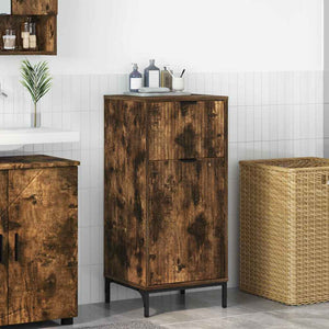 Badrumsskåp Rökt ek 39,5 x 36 x 88 cm Konstruerat trä & Metall