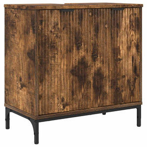 Badrumsskåp med handfat med lagring Rökt ek 60,5 x 33,5 x 61 cm