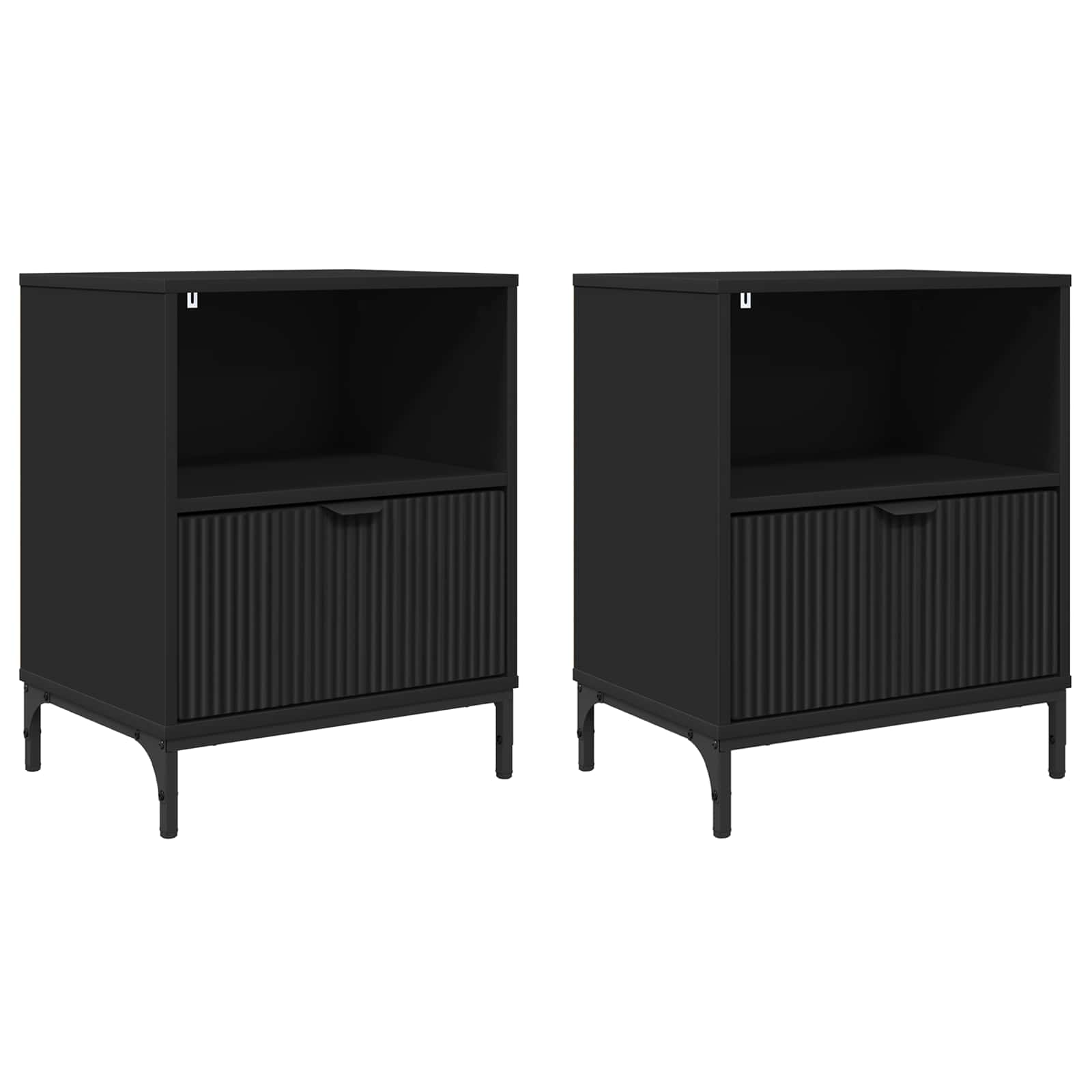 Nattduksbord 2 pcs Svart 49 x 36 x 61 cm Konstruerat trä