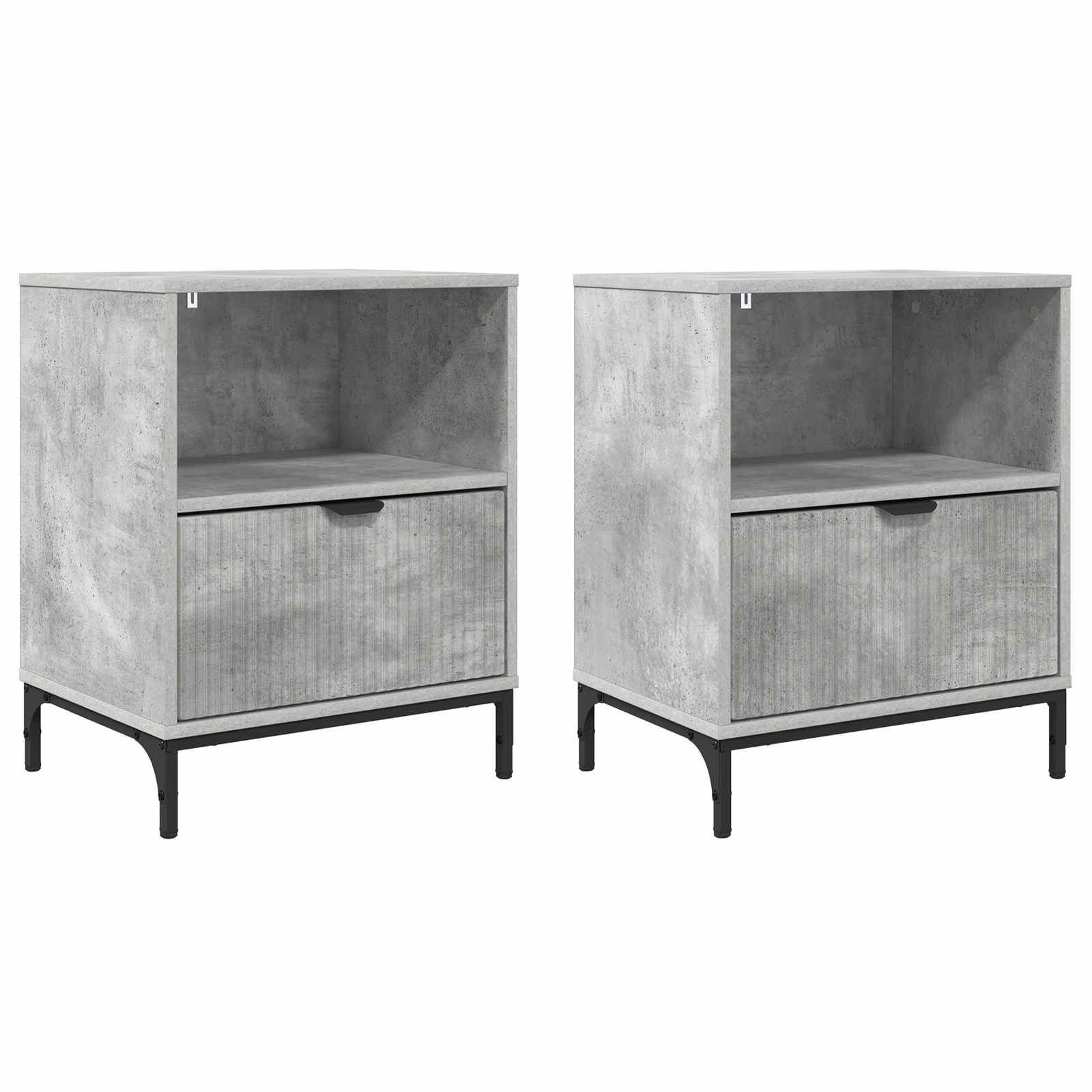 Nattduksbord 2 pcs Betonggrå 49 x 36 x 61 cm Konstruerat trä