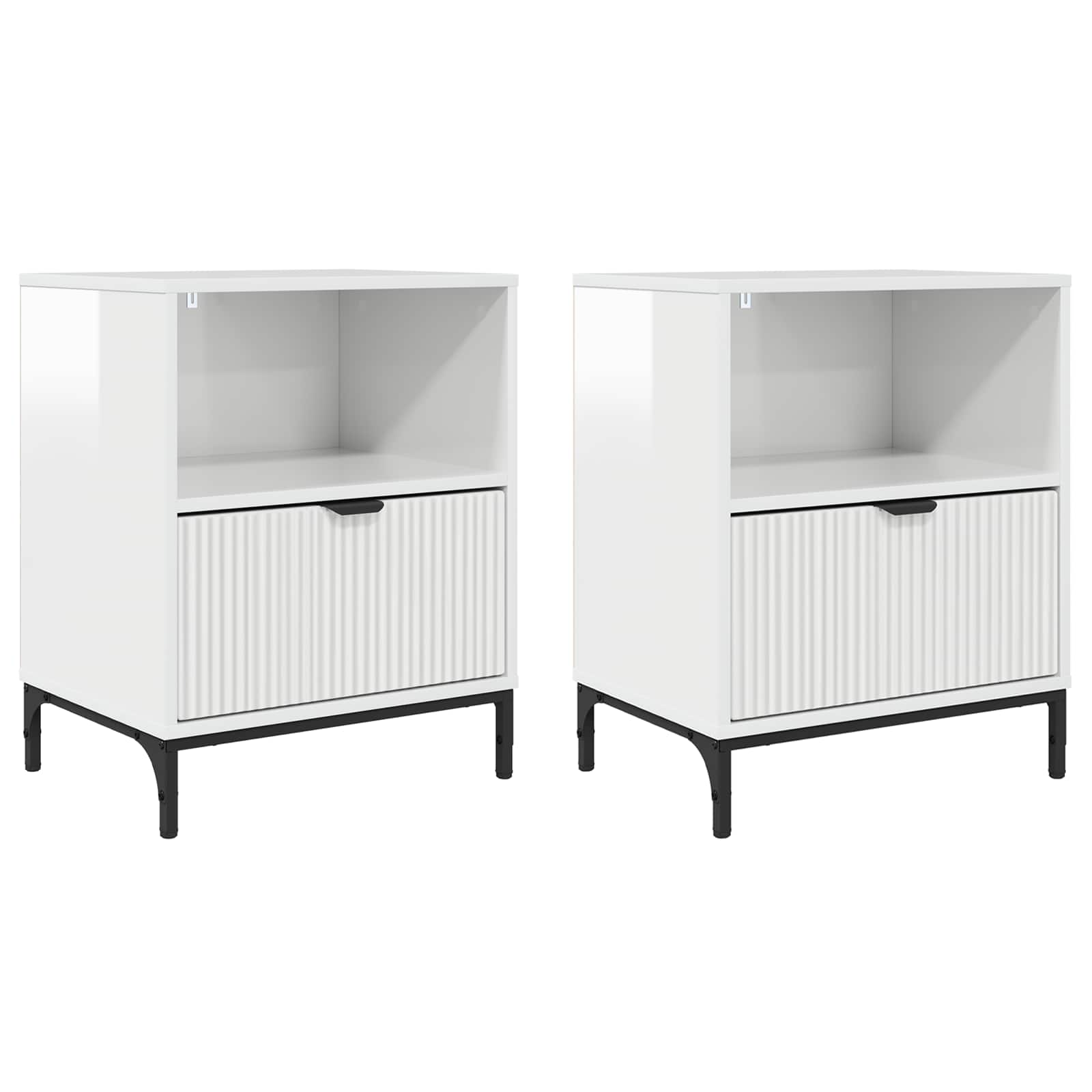 Nattduksbord 2 pcs Vit högglans 49 x 36 x 61 cm Konstruerat trä