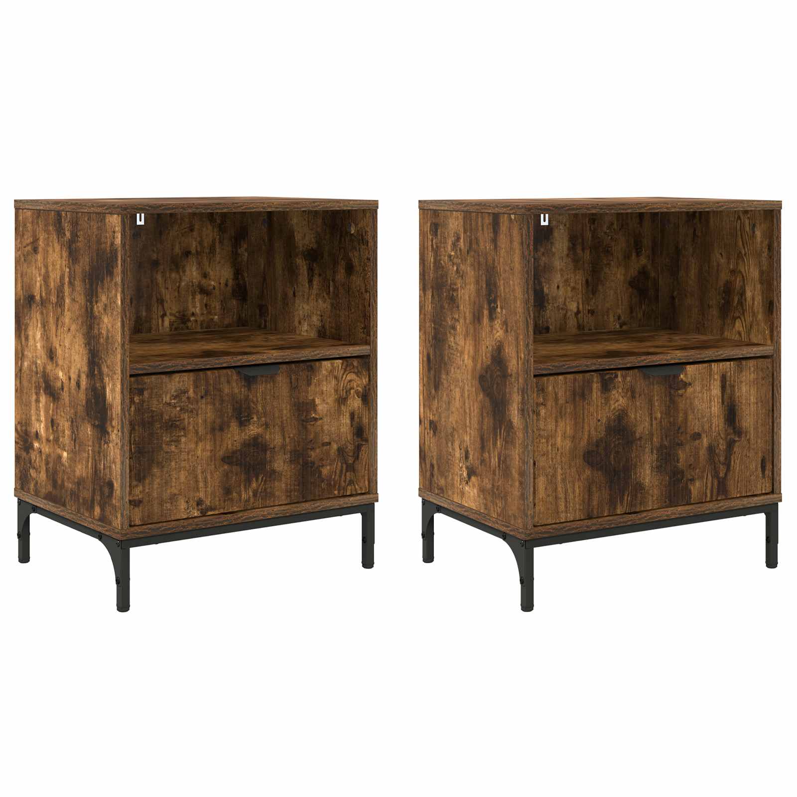 Nattduksbord 2 pcs Rökfärgad ek 49 x 36 x 61 cm Konstruerat trä