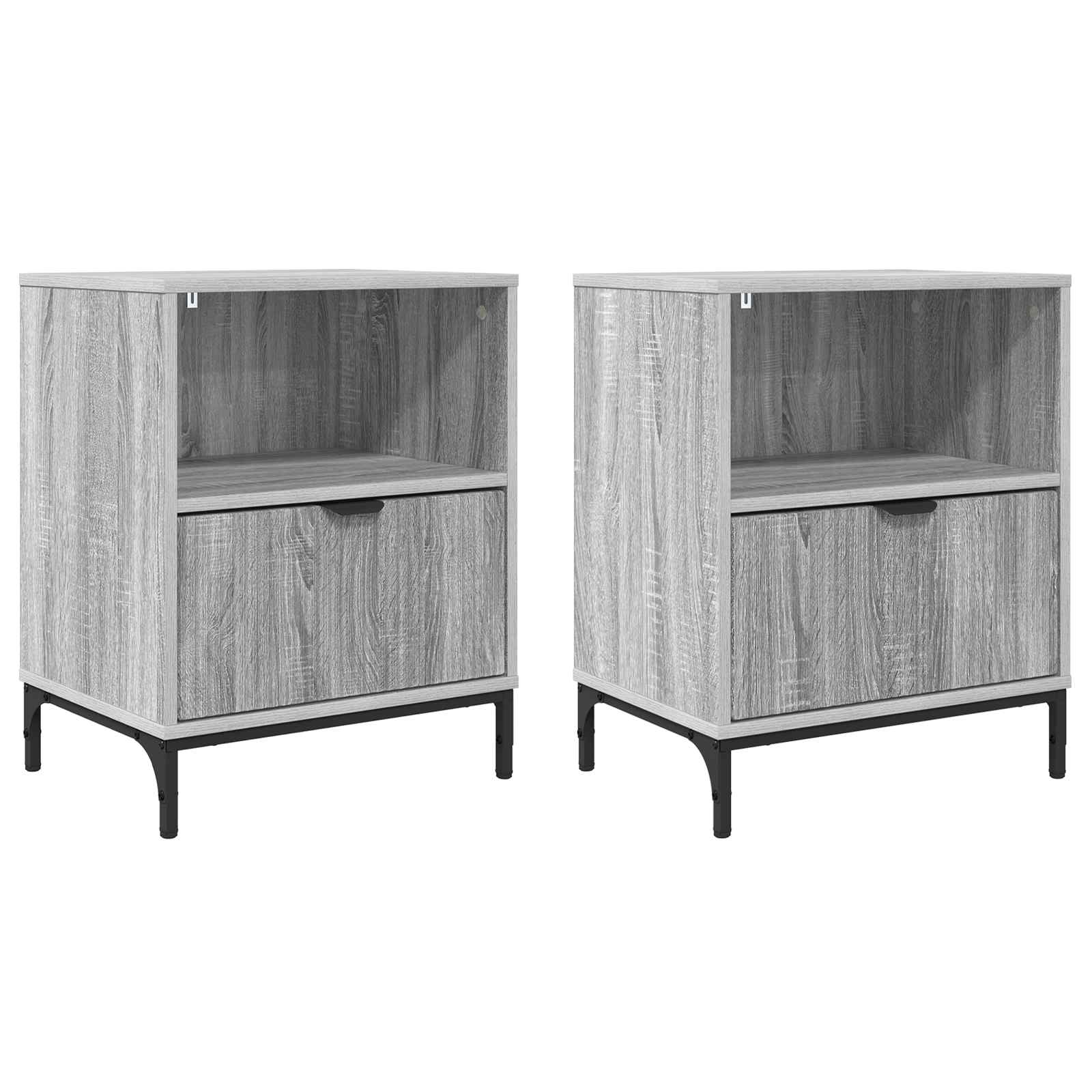 Nattduksbord 2 pcs Grå sonoma 49 x 36 x 61 cm Konstruerat trä