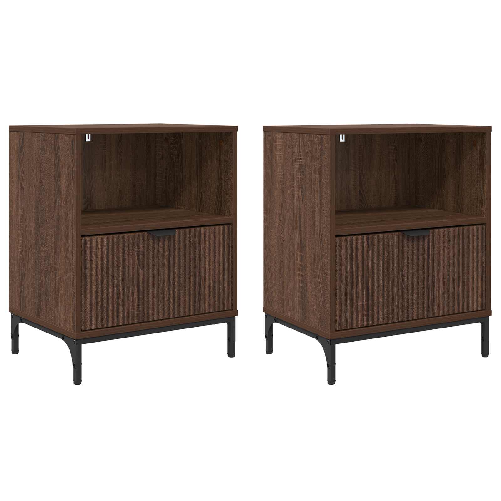Nattduksbord 2 pcs brun ek 49 x 36 x 61 cm Konstruerat trä