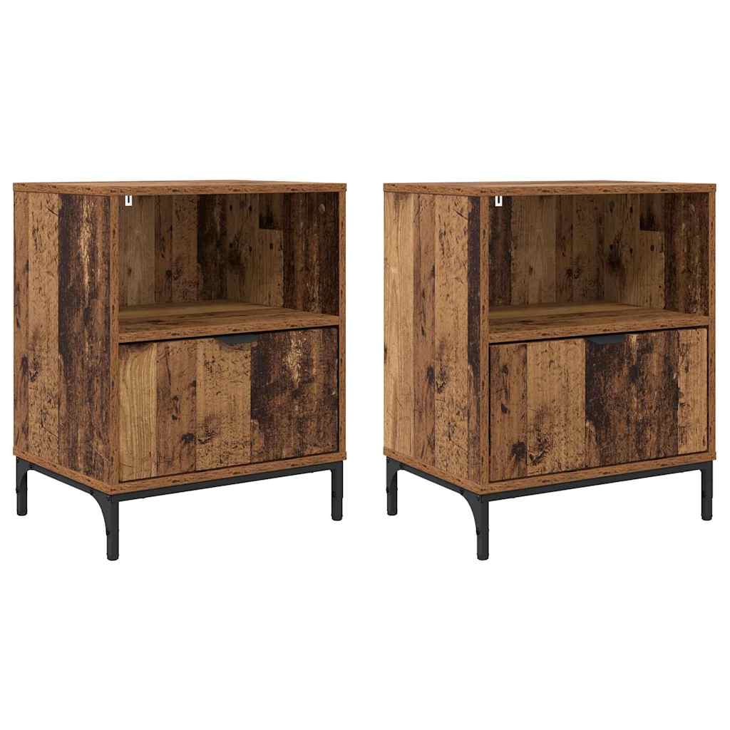 Nattduksbord 2 pcs Gammalt trä 49 x 36 x 61 cm Konstruerat trä