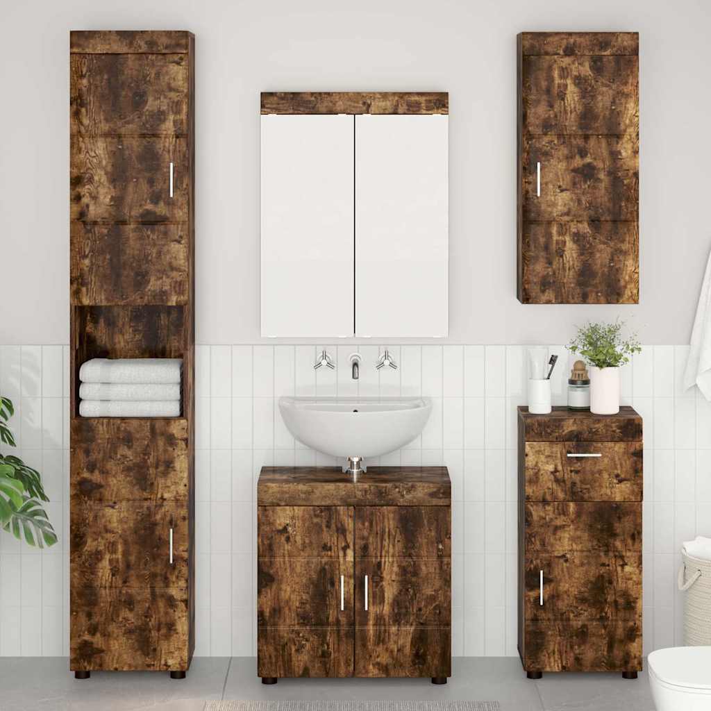 Badrumsväggskåp TULUM Rökt ek 37 x 24,5 x 86 cm Konstruerat trä