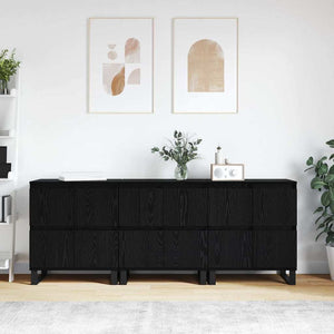 Sideboard 3 pcs Svart Ek 60 x 35 x 70 cm
