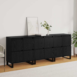 Sideboard 3 pcs Svart Ek 60 x 35 x 70 cm