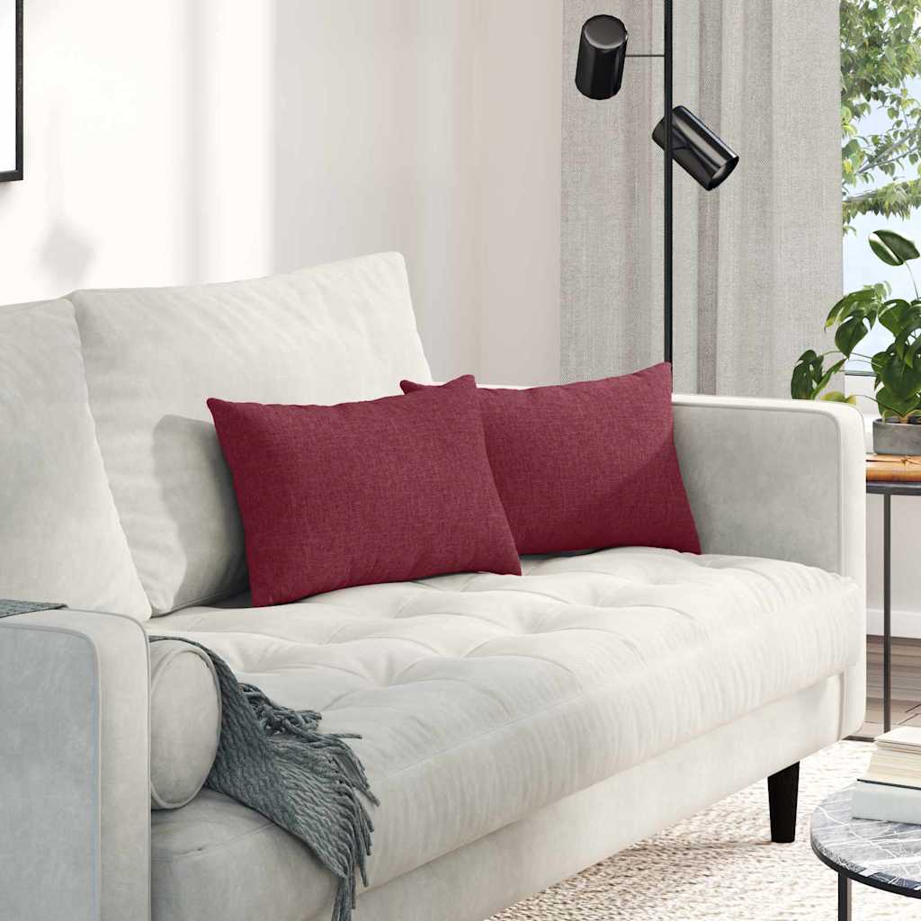 Sofakuddar 2 pcs Vinröd 50 x 30 cm tyg