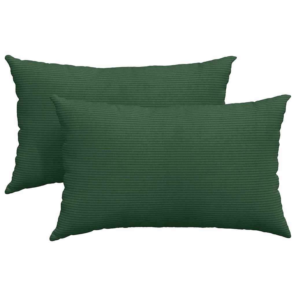 Sofakuddar 2 pcs Mörkgrön 50 x 30 cm Kordread tyg