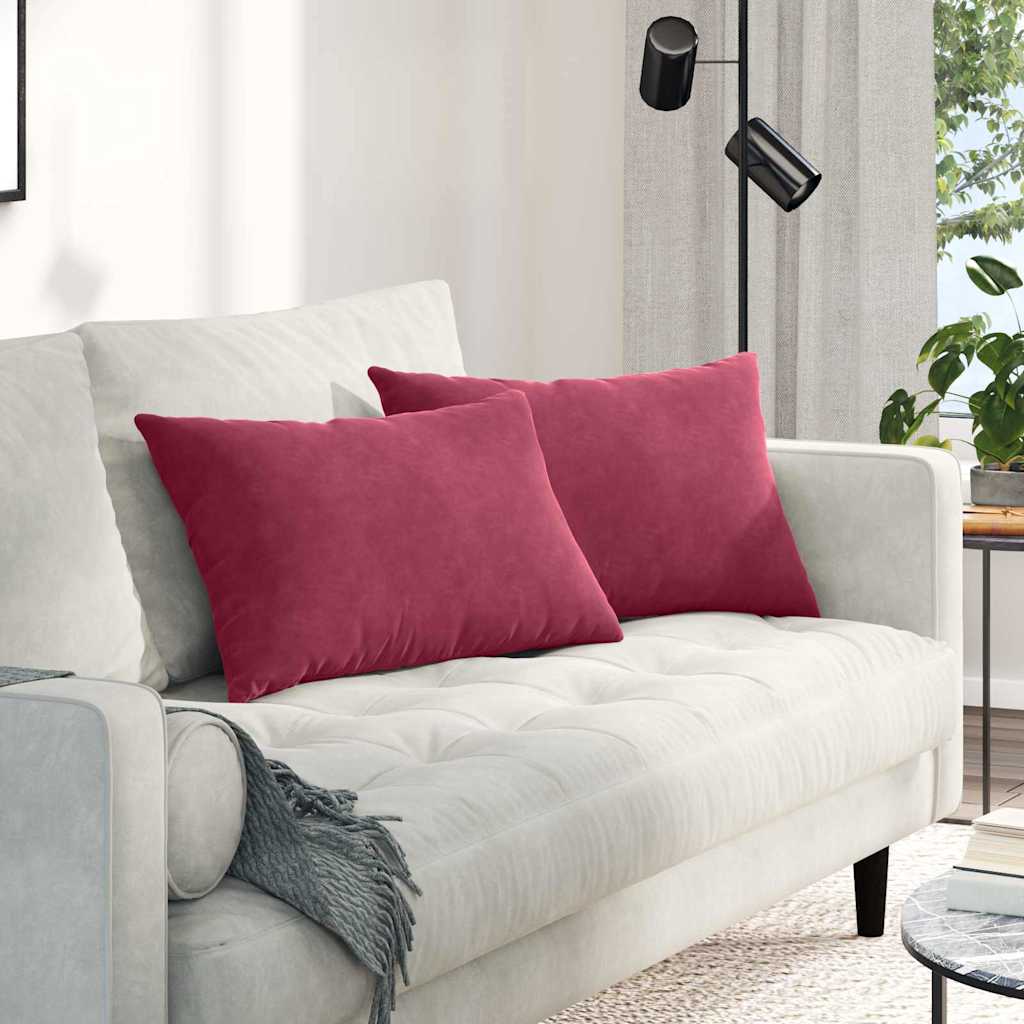 Sofakuddar 2 st Vinröd 60 x 40 cm Kordread tyg