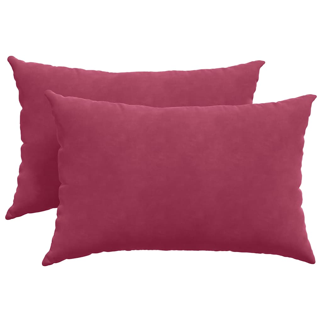 Sofakuddar 2 st Vinröd 60 x 40 cm Kordread tyg