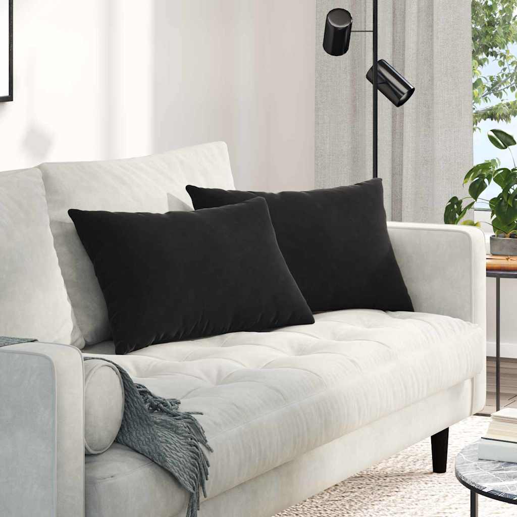 Sofakuddar 2 st Svart 60 x 40 cm Kordread tyg