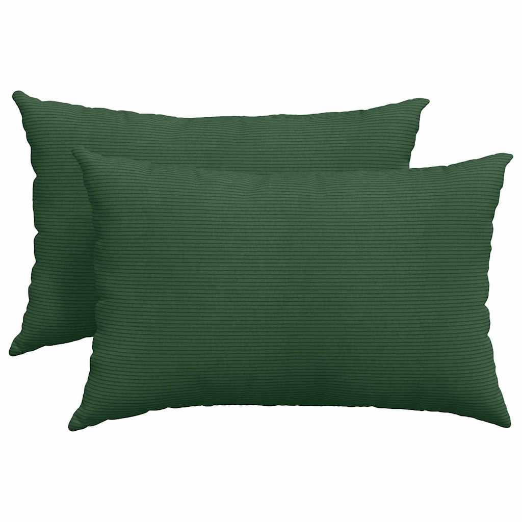 Sofakuddar 2 pcs Mörkgrön 60 x 40 cm Kordread tyg