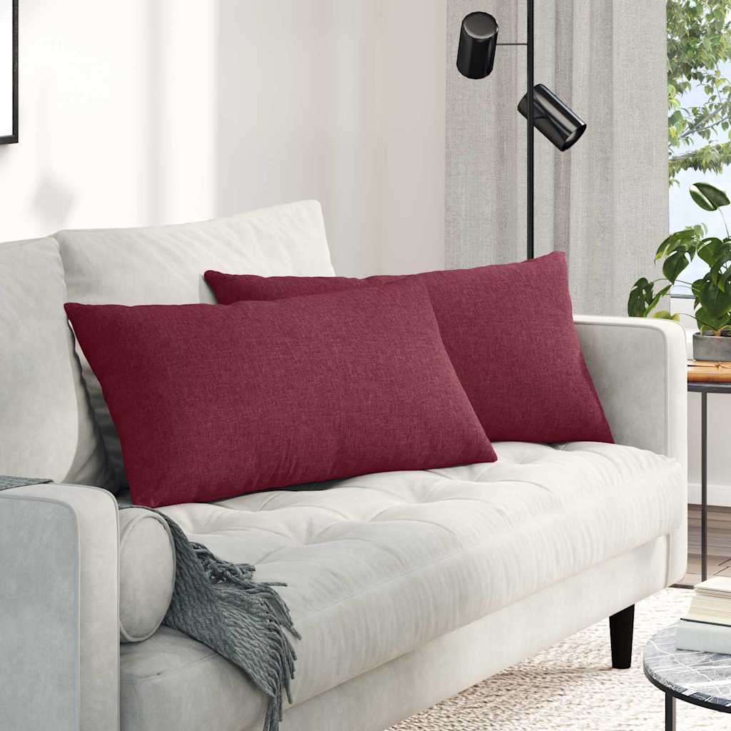 Sofakuddar 2 pcs Vinröd 80 x 40 cm tyg