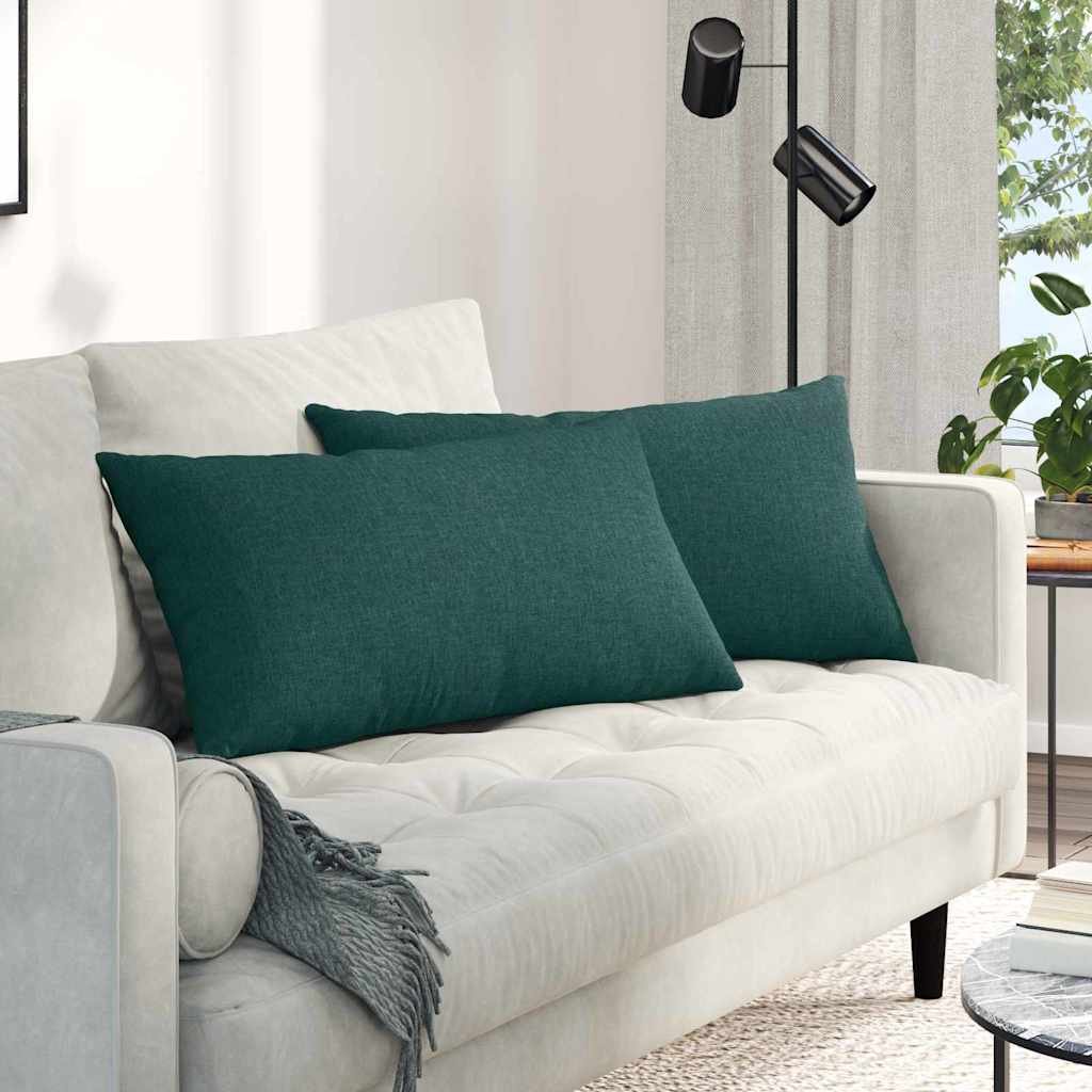 Sofakuddar 2 pcs Mörkgrön 80 x 40 cm tyg