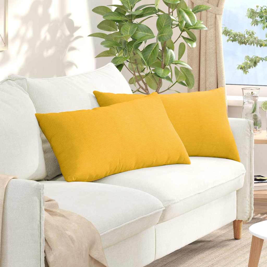 Sofakuddar 2 pcs Ljusgul 80 x 40 cm Kordread tyg