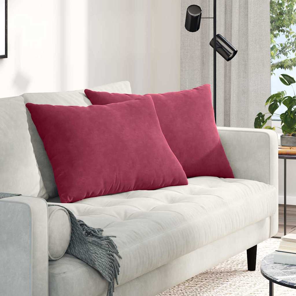 Sofakuddar 2 st Vinröd 70 x 50 cm Kordread tyg