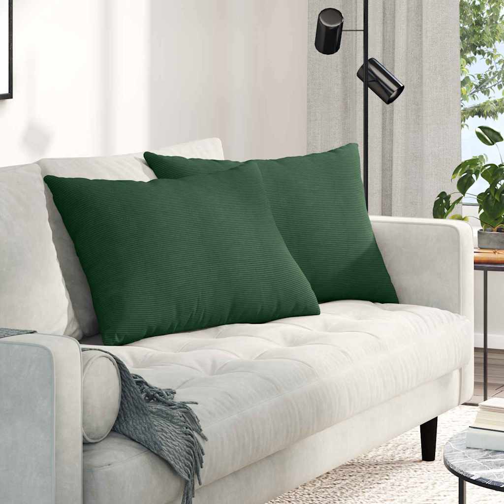 Sofakuddar 2 pcs Mörkgrön 70 x 50 cm Kordread tyg