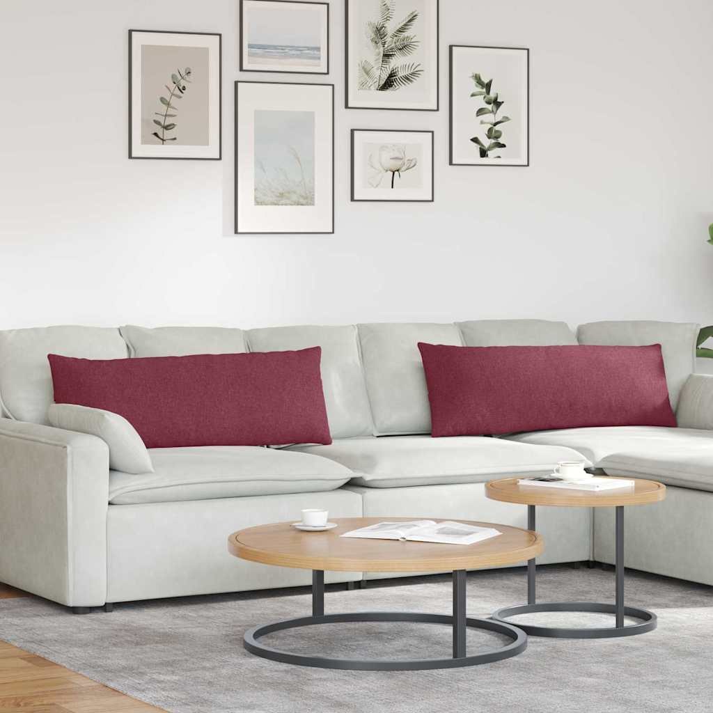 Sofakuddar 2 pcs Vinröd 120 x 40 cm tyg