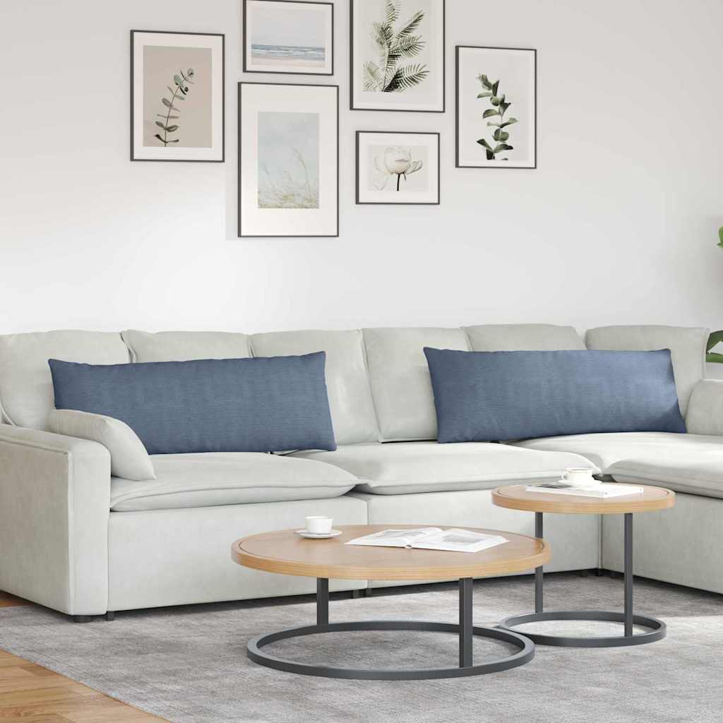 Sofakuddar 2 pcs Blå 120 x 40 cm Kordread tyg