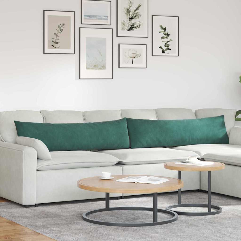 Sofakuddar 2 pcs Mörkgrön 145 x 40 cm Kordread tyg