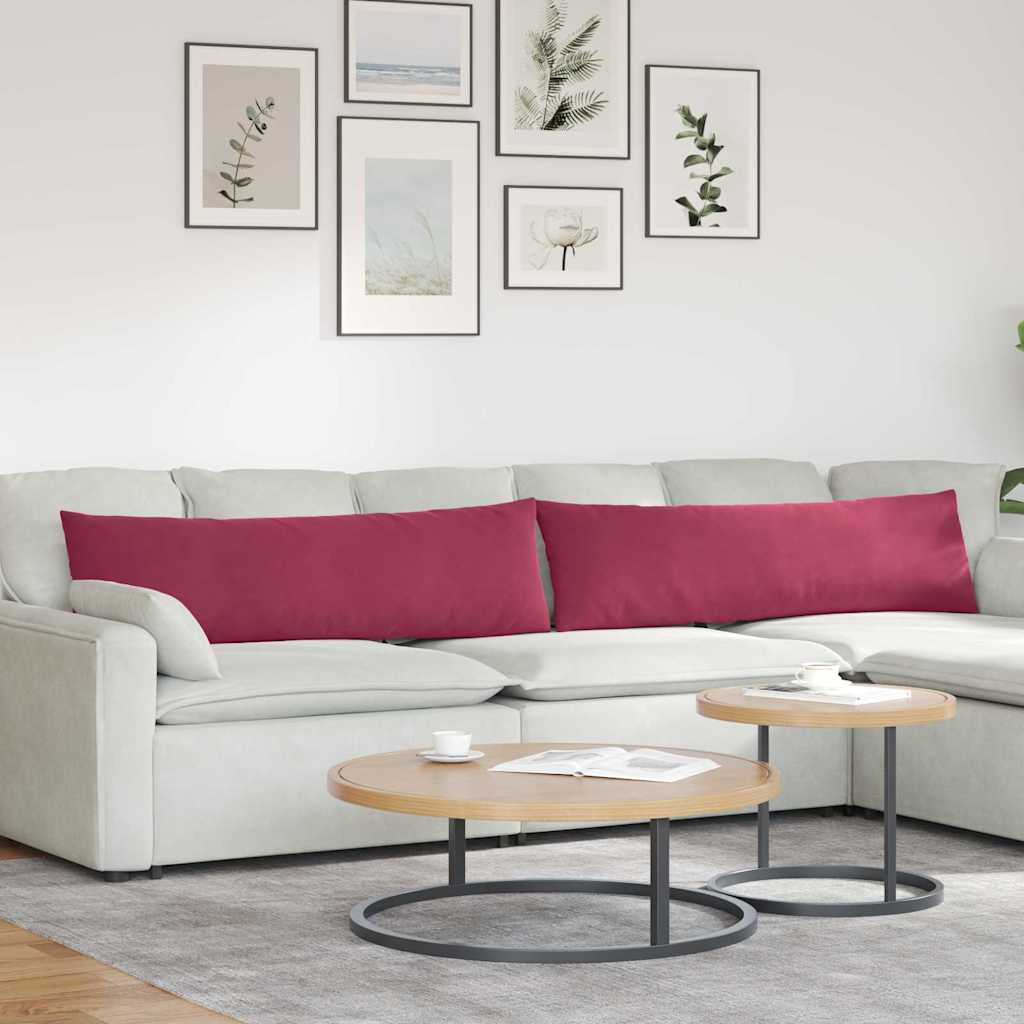 Sofakuddar 2 pcs Vinröd 145 x 40 cm Kordread tyg