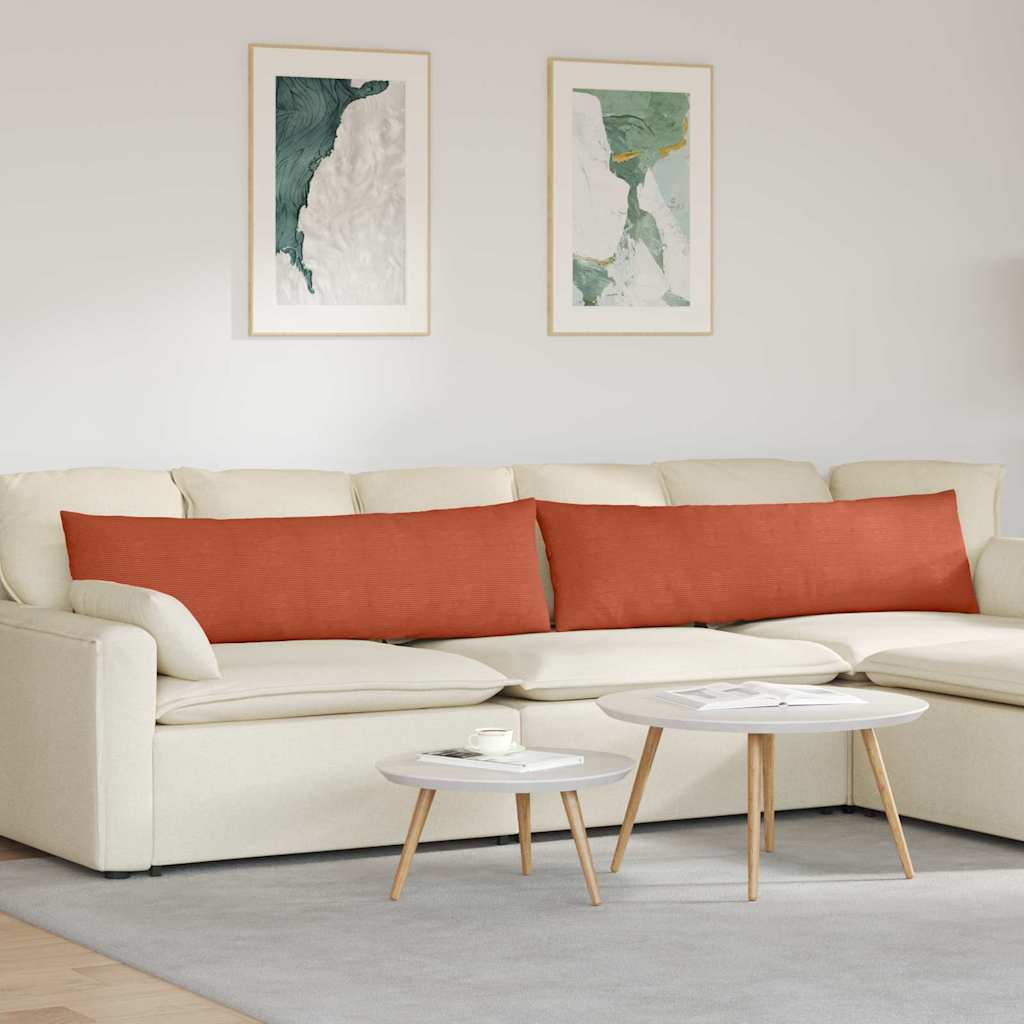 Sofakuddar 2 st Röd orange 145 x 40 cm Kordread tyg