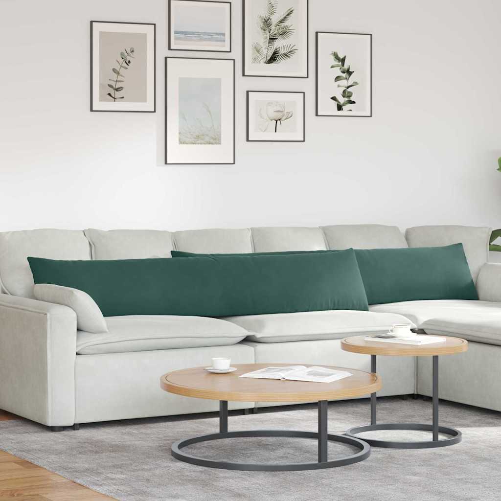 Sofakuddar 2 pcs Mörkgrön 200 x 40 cm Kordread tyg