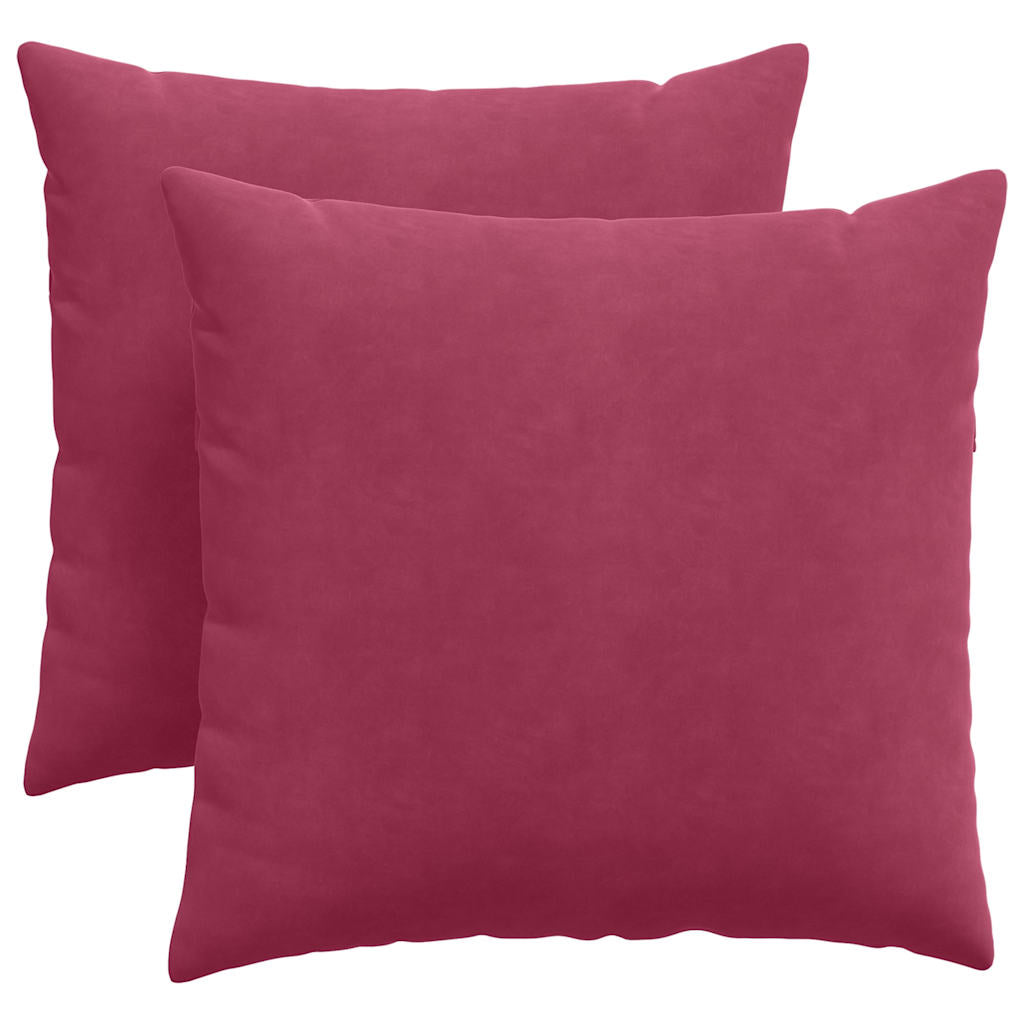 Sofakuddar 2 st Vinröd 45 x 45 cm Kordread tyg