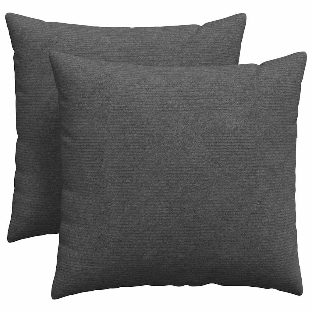 Sofakuddar 2 pcs Mörkgrå 45 x 45 cm Kordread tyg