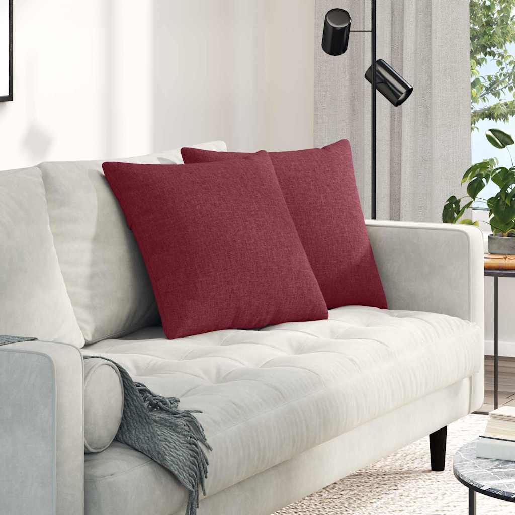Sofakuddar 2 pcs Vinröd 50 x 50 cm tyg